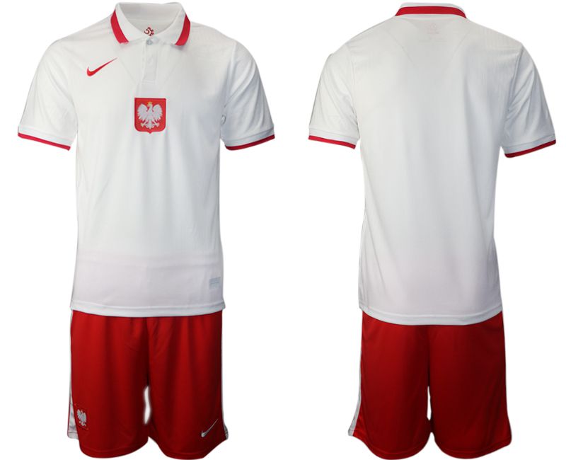 Men 2020-2021 European Cup Poland home white Blank Soccer Jersey